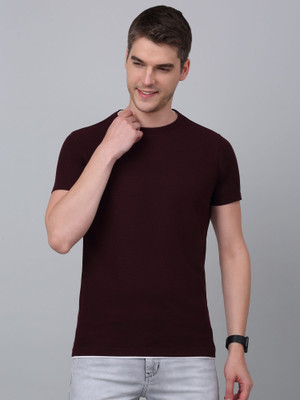 CANTABIL Solid Men Round Neck Maroon T-Shirt