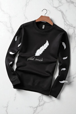 FASHIUM Printed Men Round Neck Black T-Shirt