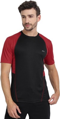 FTX Colorblock Men Round Neck Red, Black T-Shirt