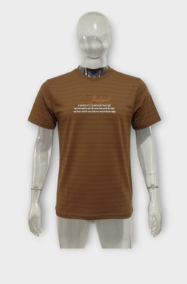 Jesz Solid Men Round Neck Brown T-Shirt