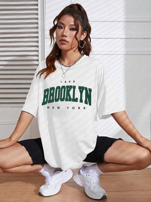 NATRIS Printed Women Round Neck White T-Shirt