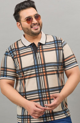 HouseOfCommon Checkered Men Polo Neck Multicolor T-Shirt