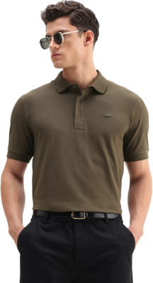 RARE RABBIT Solid Men Polo Neck Green T-Shirt