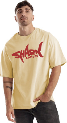 Leotude Printed Men Round Neck Beige T-Shirt