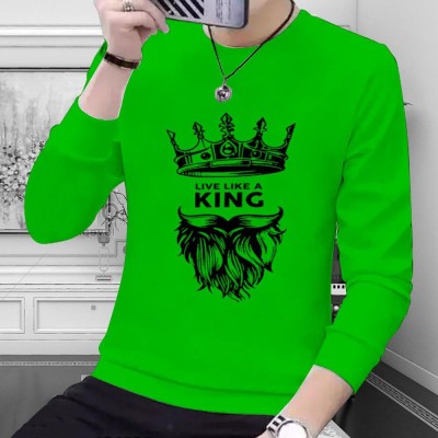 Doomee Printed Men Round Neck Light Green T-Shirt