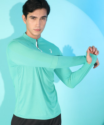 CAMPUS SUTRA Striped Men Polo Neck Light Green T-Shirt