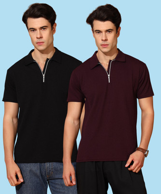 METRONAUT Solid Men Polo Neck Multicolor T-Shirt