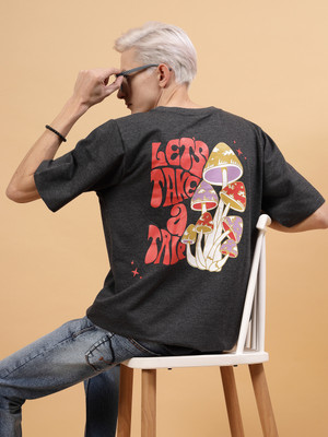 RIGO Printed Men Round Neck Grey T-Shirt