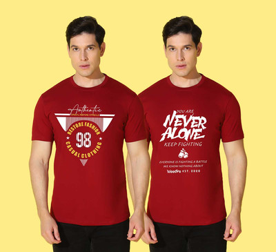 WOOSTRO Typography Men Round Neck Maroon T-Shirt