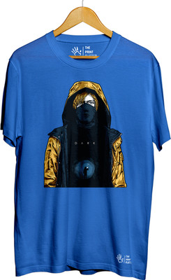 THE PRINT PLATTER Graphic Print Men Round Neck Light Blue T-Shirt