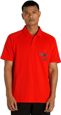 PUMA Printed Men Polo Neck Red T-Shirt