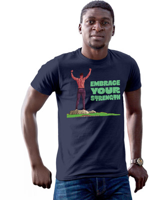 Fighterhero Printed Men Round Neck Navy Blue T-Shirt