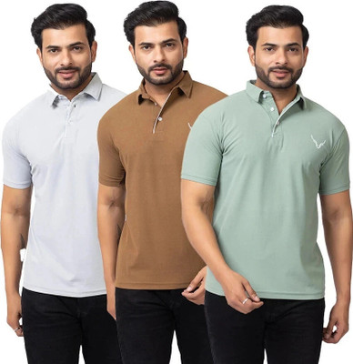 BUFFARO Self Design Men Polo Neck Multicolor T-Shirt