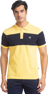 PARX Colorblock Men Polo Neck Yellow T-Shirt