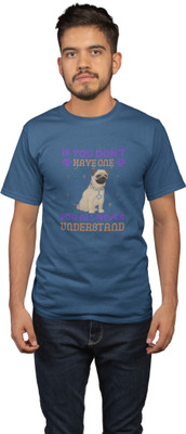 HopOffer Printed, Typography Men Round Neck Blue T-Shirt