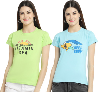 Tromko Printed Women Round Neck Multicolor T-Shirt