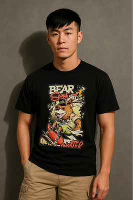 Kapda Culture Graphic Print Men Round Neck Black T-Shirt