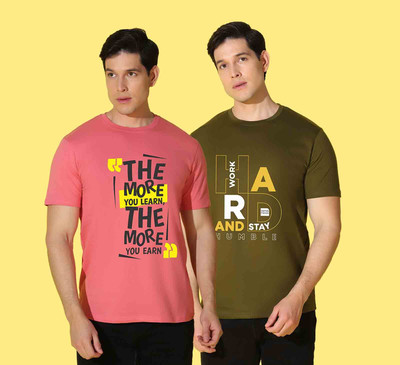 WOOSTRO Printed Men Round Neck Multicolor T-Shirt