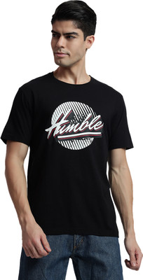 Rare Bond Studios Graphic Print, Typography Men Round Neck Black T-Shirt
