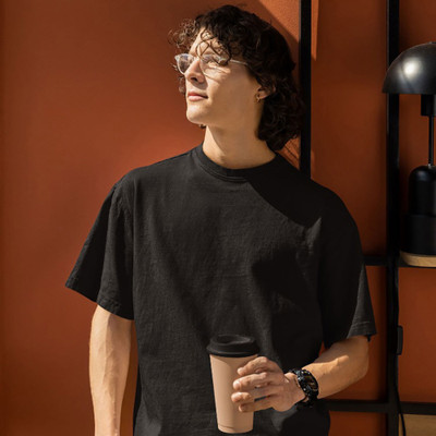 JJ TEES Solid Men Round Neck Black T-Shirt