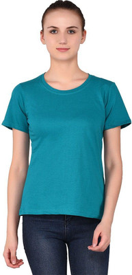 Trendfull Solid Women Round Neck Light Green T-Shirt