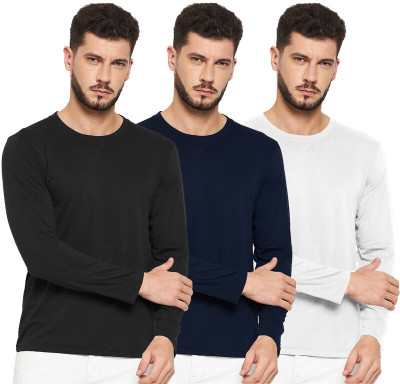 LazyChunks Solid Men Round Neck Multicolor T-Shirt