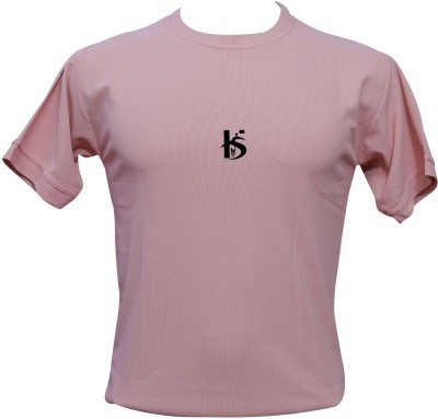 KD HIT FASHION Solid Men Round Neck Pink T-Shirt