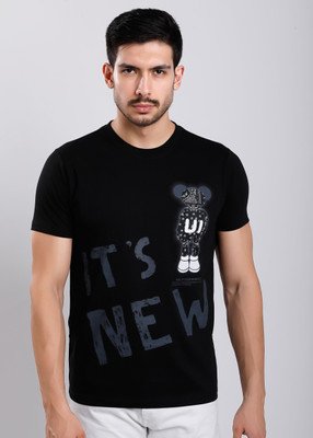 HIGHTRIBE Printed Men Round Neck Dark Blue, Purple T-Shirt