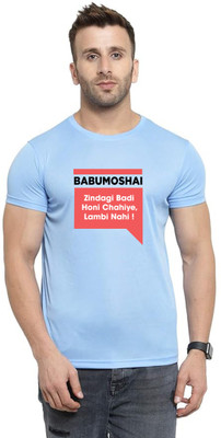 LuvCare Printed Men Round Neck Blue T-Shirt
