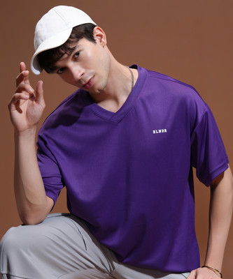 HIGHLANDER Printed Men V Neck Purple T-Shirt