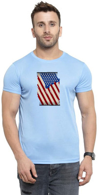 LuvCare Printed Men Round Neck Blue T-Shirt