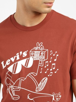 LEVI'S Printed Men Round Neck Brown T-Shirt