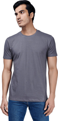 The TSHRT Solid Men Round Neck Grey T-Shirt