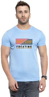 LuvCare Printed Men Round Neck Blue T-Shirt