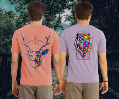 Kasendra Printed Men Round Neck Pink, Purple T-Shirt