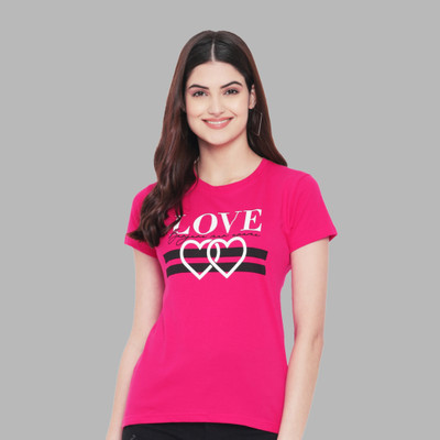 METRONAUT Typography Women Round Neck Pink T-Shirt