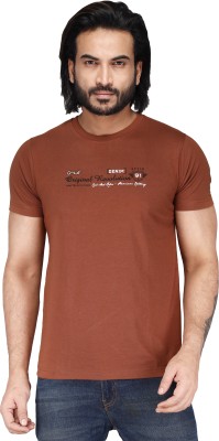 SOUNIK FASHION SDS Printed Men Round Neck Brown T-Shirt