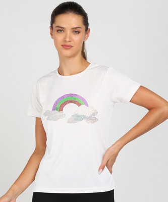 Shashvi Fashion Printed Women Round Neck White T-Shirt