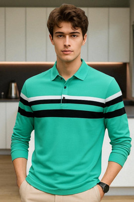 Bolderift Solid Men Polo Neck Green T-Shirt
