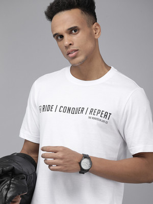 Roadster Printed, Typography Men Round Neck White T-Shirt