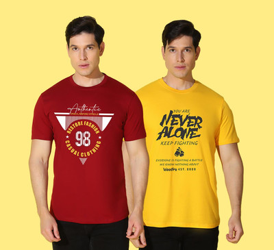 WOOSTRO Printed Men Round Neck Multicolor T-Shirt