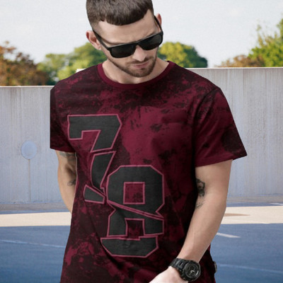 Magpy Printed Men Round Neck Maroon T-Shirt