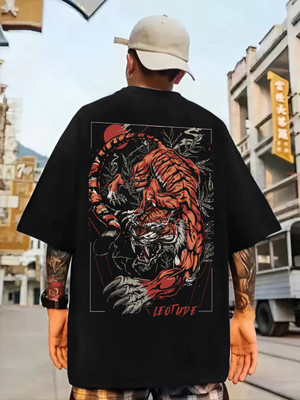 Leotude Printed Men Round Neck Black T-Shirt