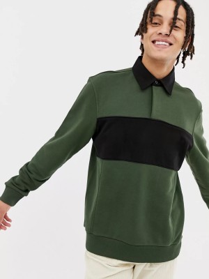 Jump Cuts Solid Men Polo Neck Green, Black T-Shirt