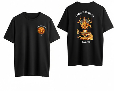 DEHCY Printed Men Round Neck Black T-Shirt