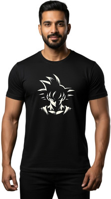 Shvet Printed Men Round Neck Black T-Shirt