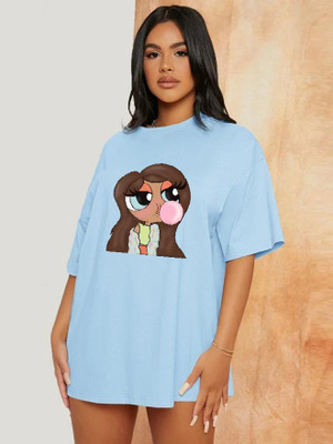 The Modern Soul Graphic Print Women Round Neck Blue T-Shirt
