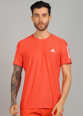 ADIDAS Solid Men Round Neck Red T-Shirt