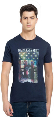 JOCKEY Printed Men Round Neck Blue T-Shirt