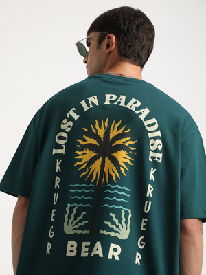 THE BEAR HOUSE Printed Men Round Neck Green T-Shirt